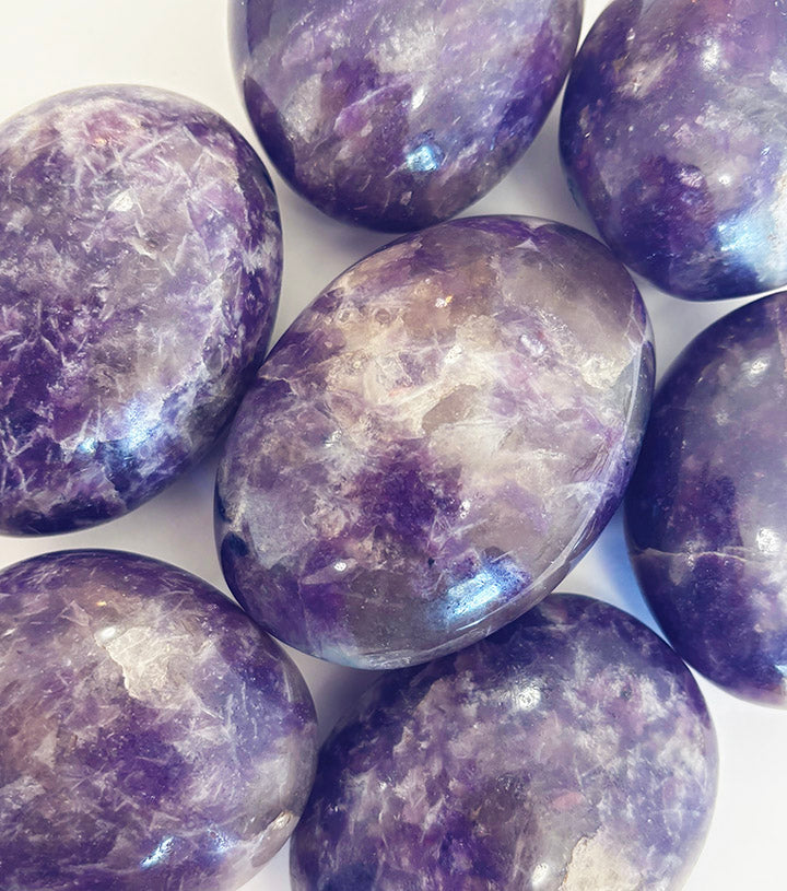 Anxiety Slayer: Lepidolite Palm Stone for Peace, Calm, and Balance