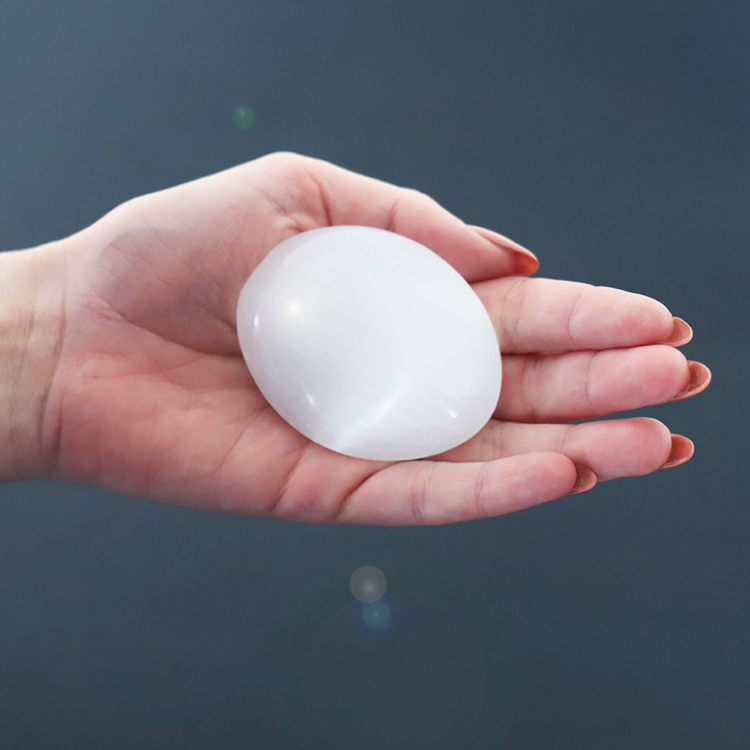 Selenite Palm Stone For Clearing & Connection