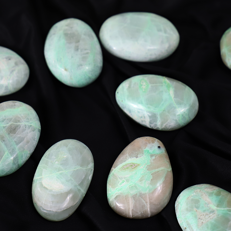 Green Moonstone Palm Stone For Balance & Divine Timing